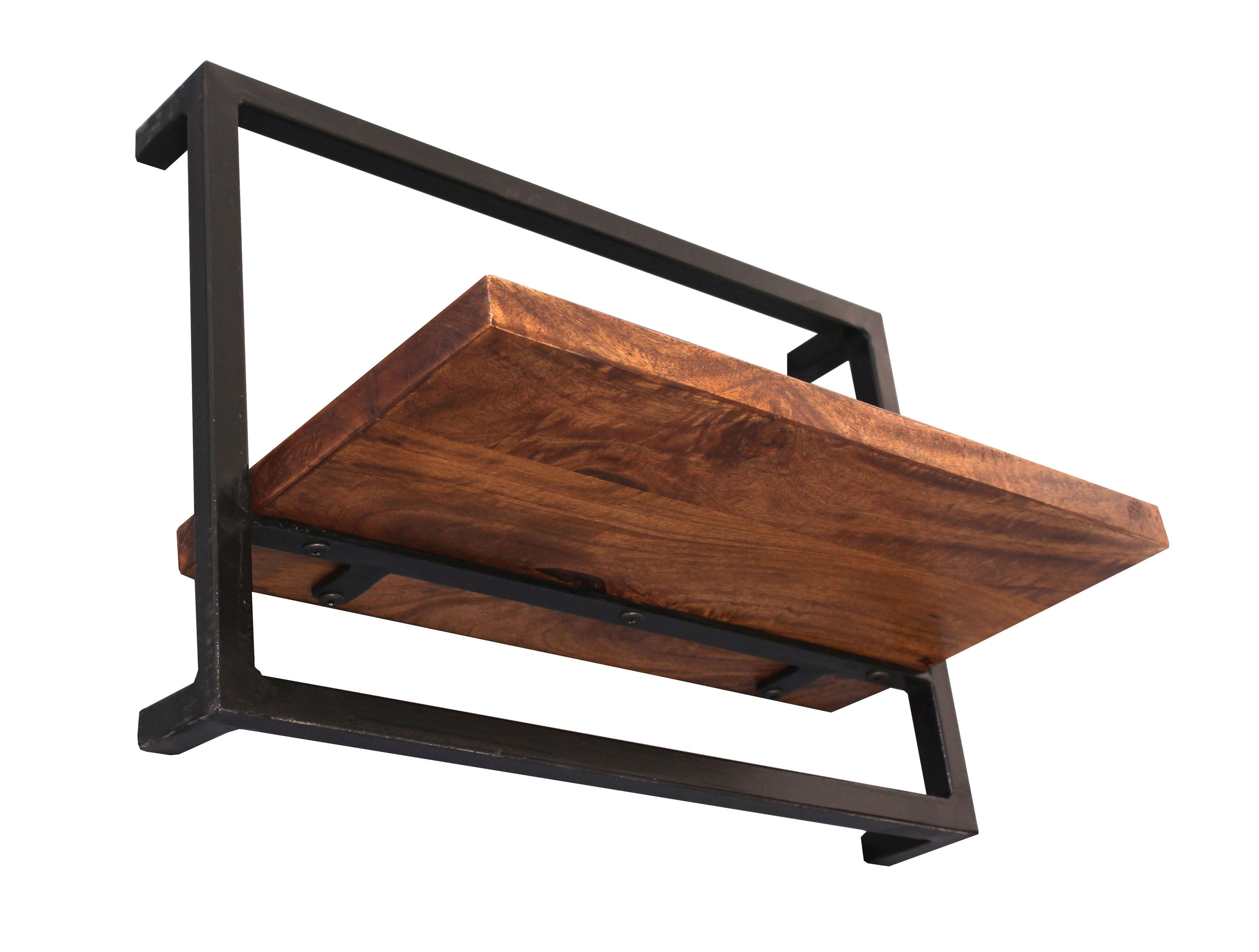 Wandregal Panama Mangoholz Metall Wandboard Ablage Regal HängeregalBücherregal