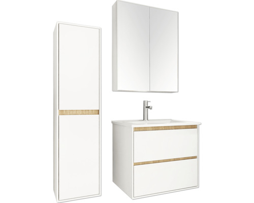 Badkamermeubelset Differnz Providence 66 x 54 x 60 cm, witte fronten, witte wastafelmeubel en spiegelkast, wastafelmeubel