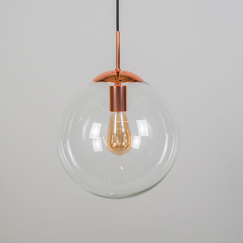 Art deco hanglamp koper met helder glas 30 cm - Ball 30
