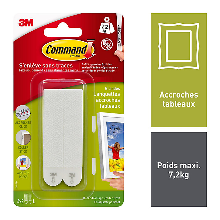Lot de 8 languettes de fixation pour tableaux grand modèle Blanc