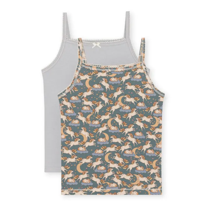 Konges Sløjd Lot 2 Débardeurs à Bretelles Coton Bio | Gris