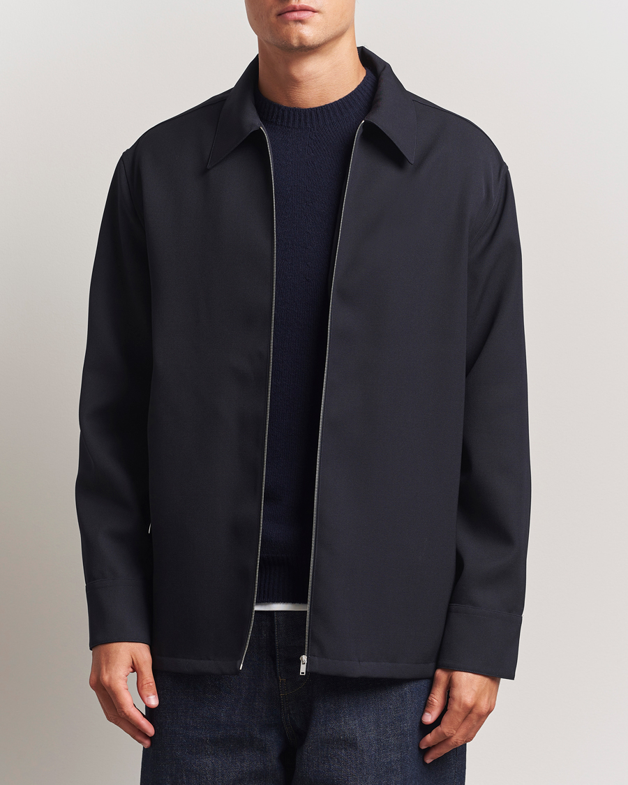 Jil Sander Wool Zip Overshirt Navy