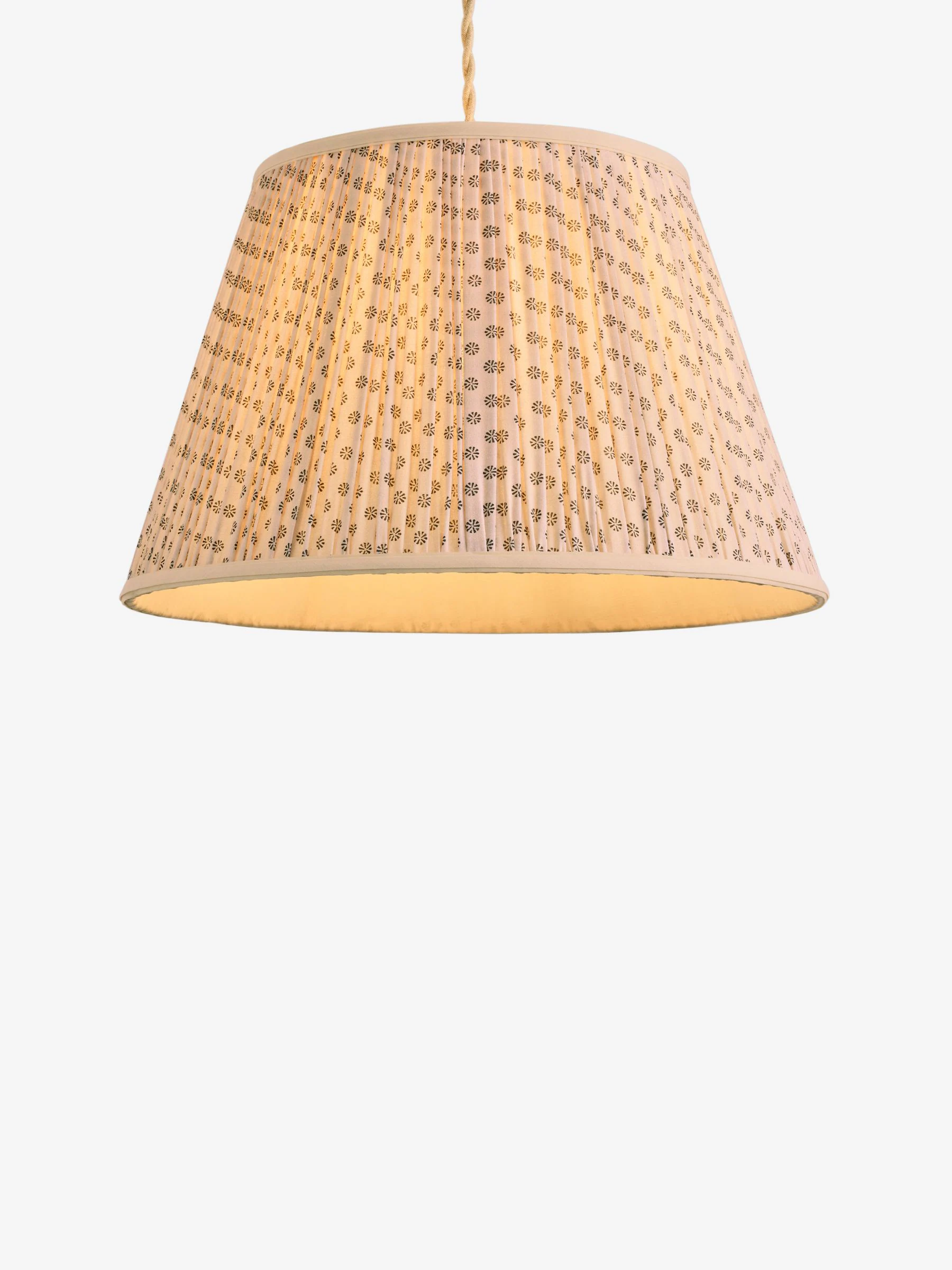 Easy Fit Woodblock Pleated Pendant Lamp Shade