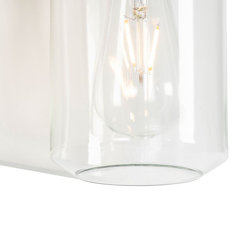 Moderne wandlamp wit met helde glas IP54 - Marshall