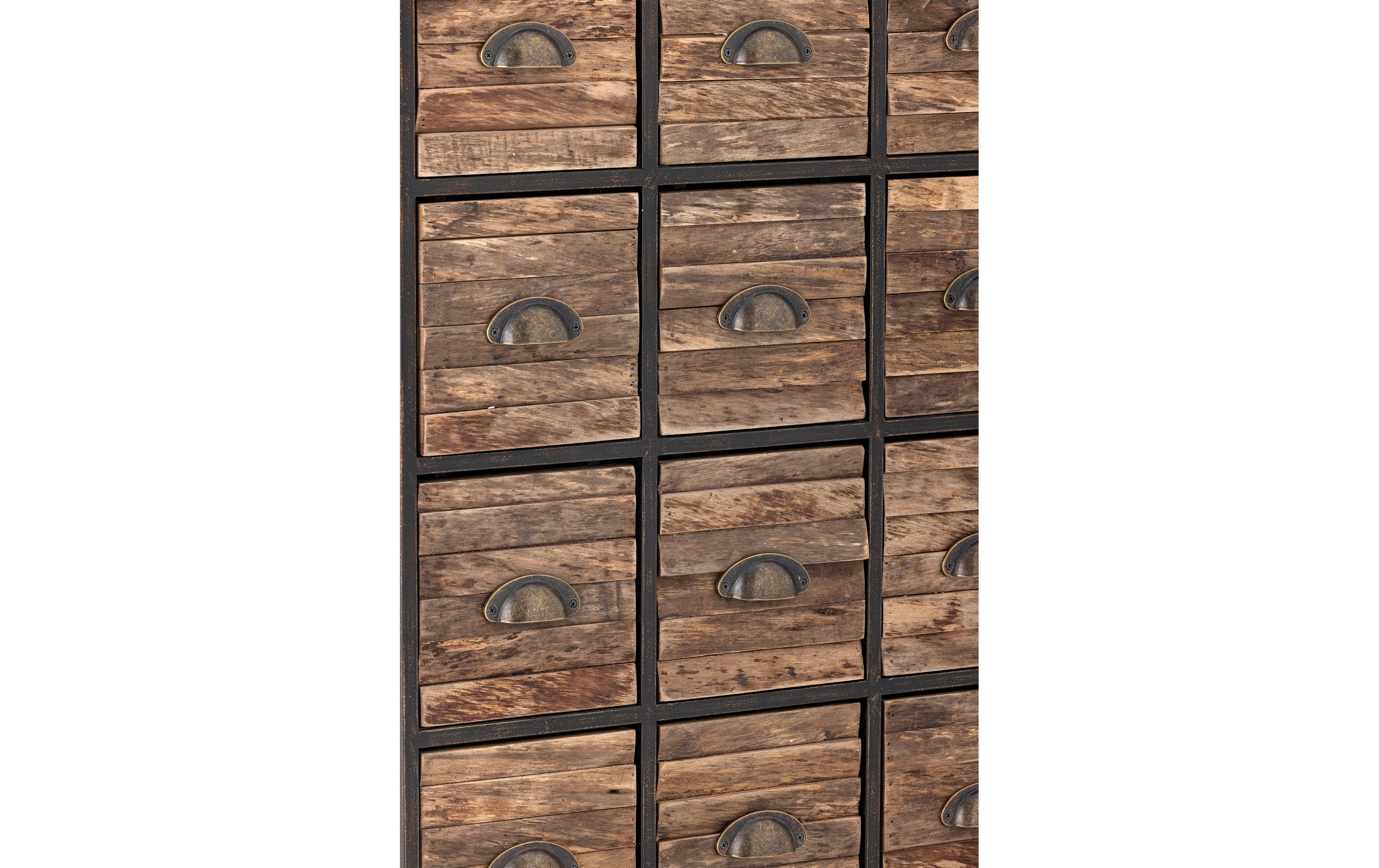 Kommode Matteo 33.5 x 92 cm, Braun/Schwarz<br>Rustikale Eleganz trifft funktionales Design