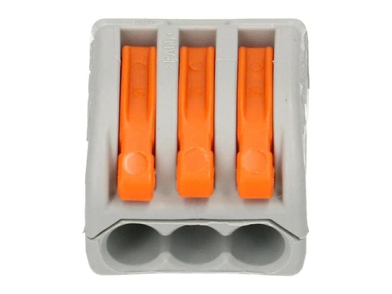 WAGO Verbindungsklemme Wago Klemme 3L 3-fach, 15 Stück 15er Packung Wago Klemmen für 0.14 - 4 mm² Kabelquerschnitt und max. 32 A