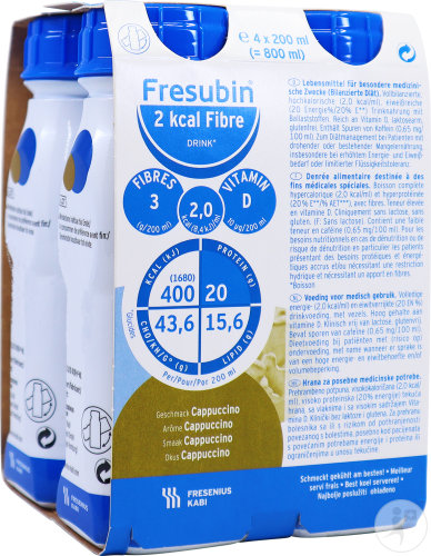 Fresubin 2 Kcal Fibre Drink Cappuccino Flacons 4x200ml