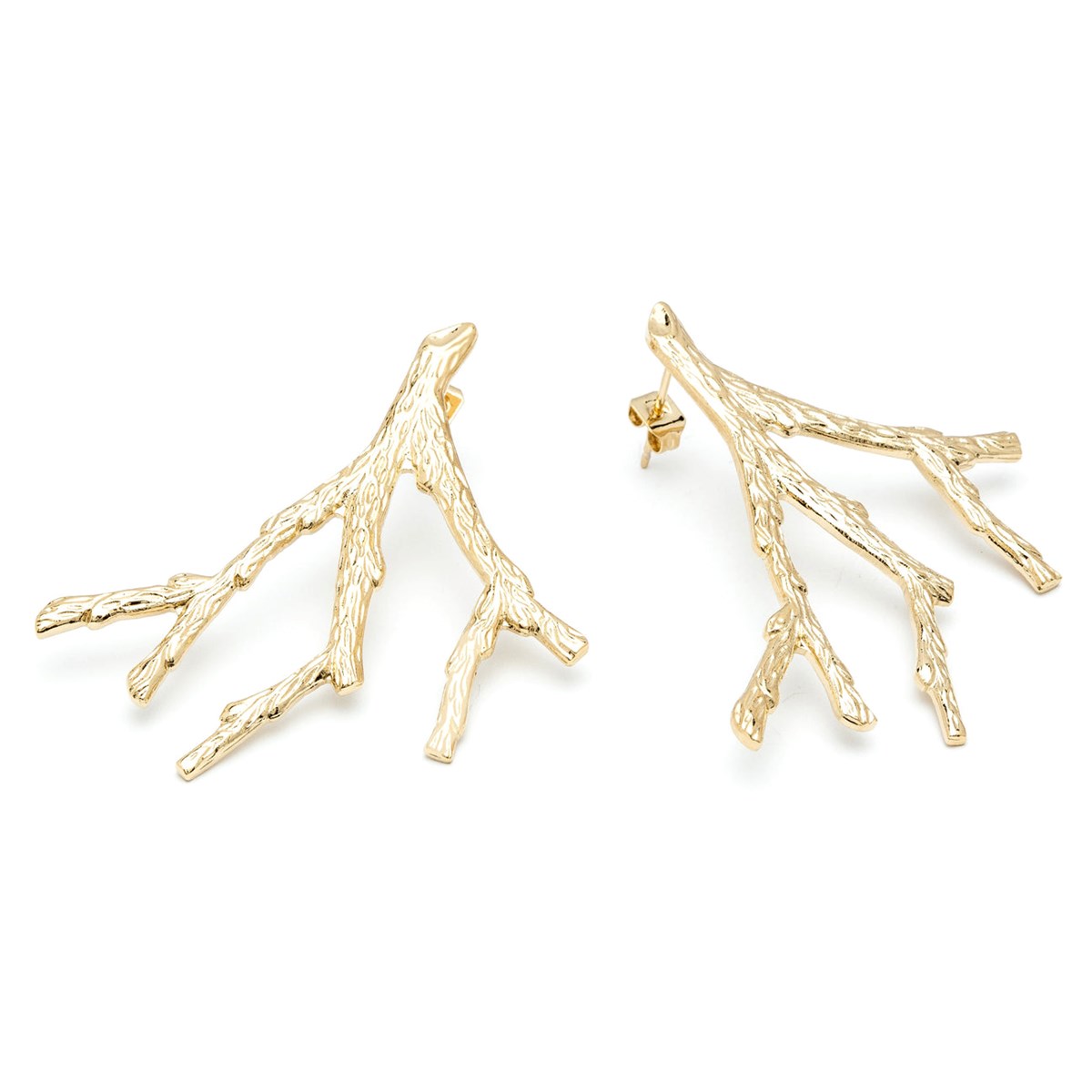 maxi boucles d'oreilles puces corail doré à l'or fin - PALLAS