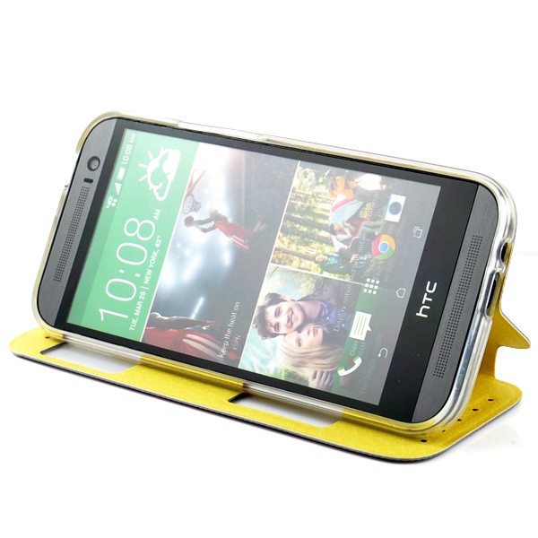Ledertasche HTC One M8 schwarz/gelb