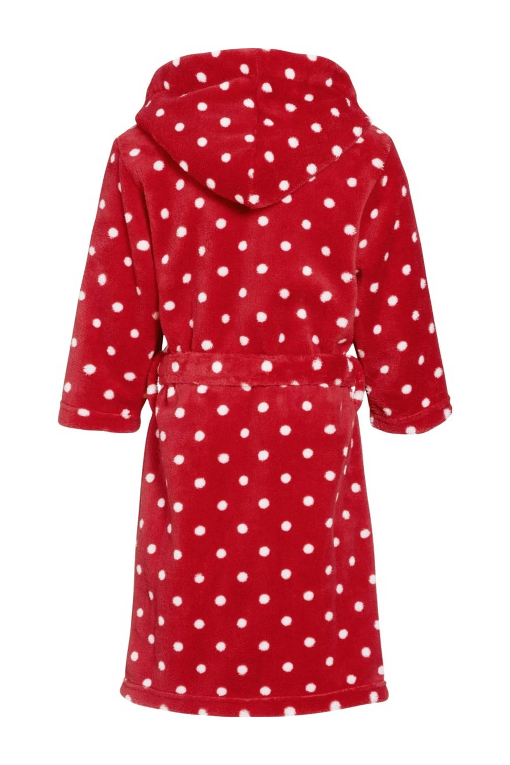 Playshoes fleece badjas Dots met stip dessin rood/wit