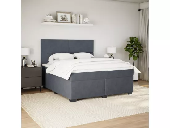 Sommier à lattes de lit et matelas Gris foncé 180x200cm Velours