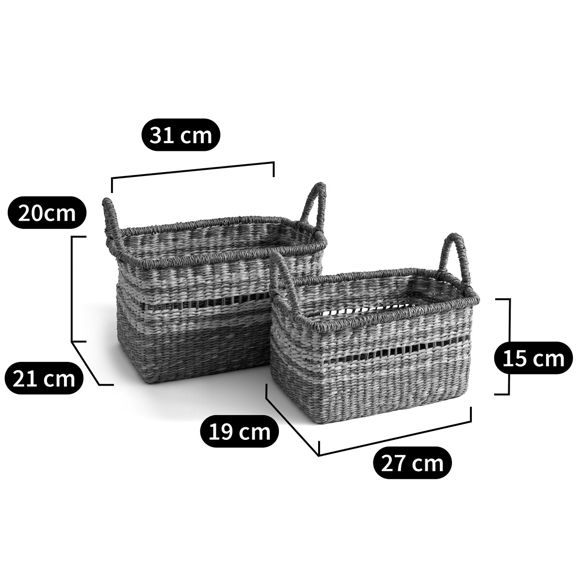 LA REDOUTE INTERIEURS<br>Conjunto de 2 cestos com alças, herbário, Sola
