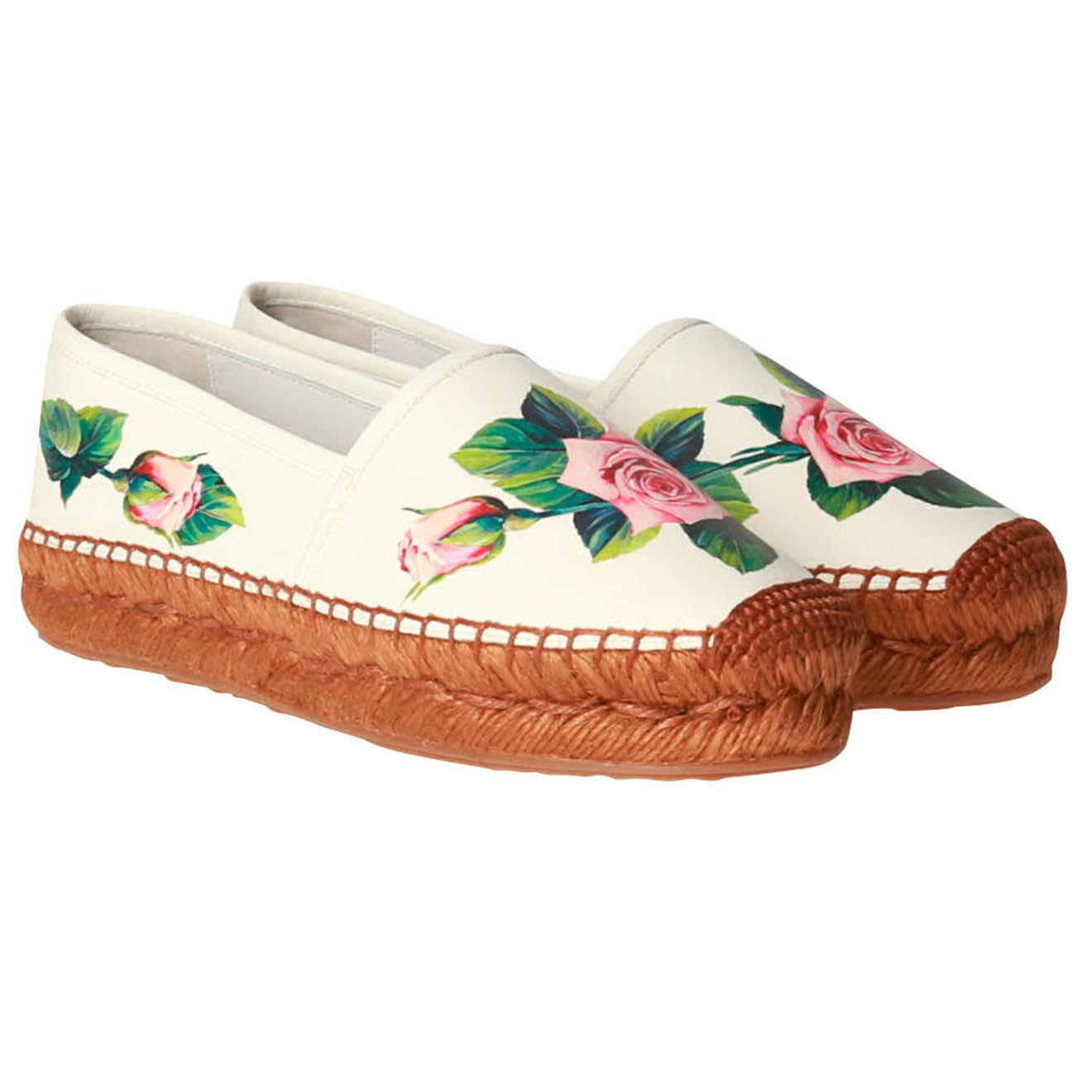 Dolce & Gabbana Espadrilles Filipa en Cuir blanc/rose