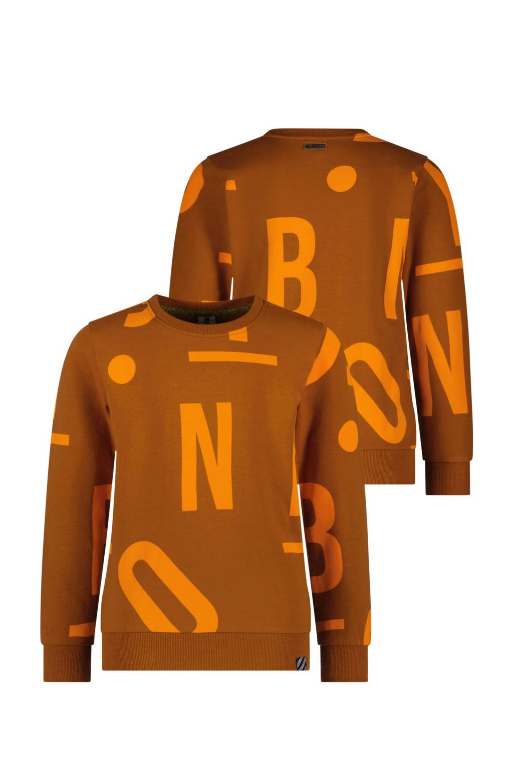 B.Nosy sweater Scott met all over print bruin/oranje
