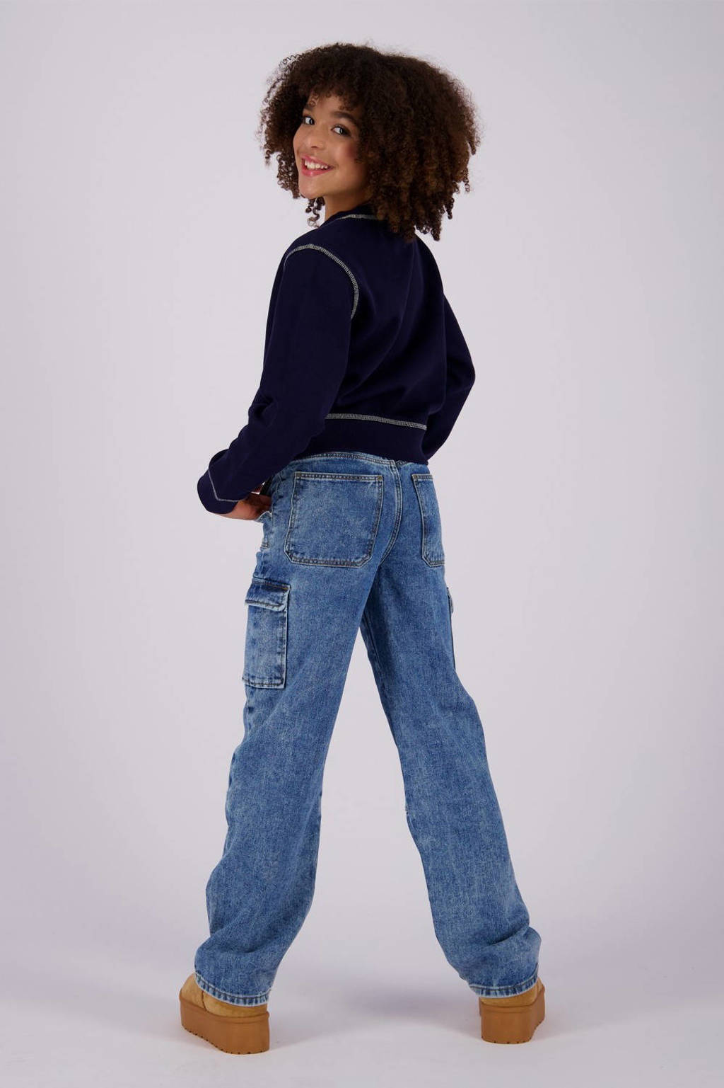 Vingino sweater Natasja met printopdruk diep donkerblauw