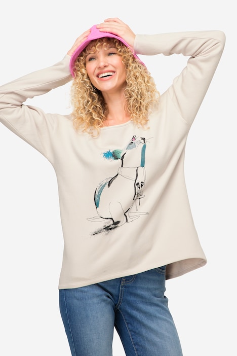 Sweatshirt, Robben-Print, Rundhals, Langarm