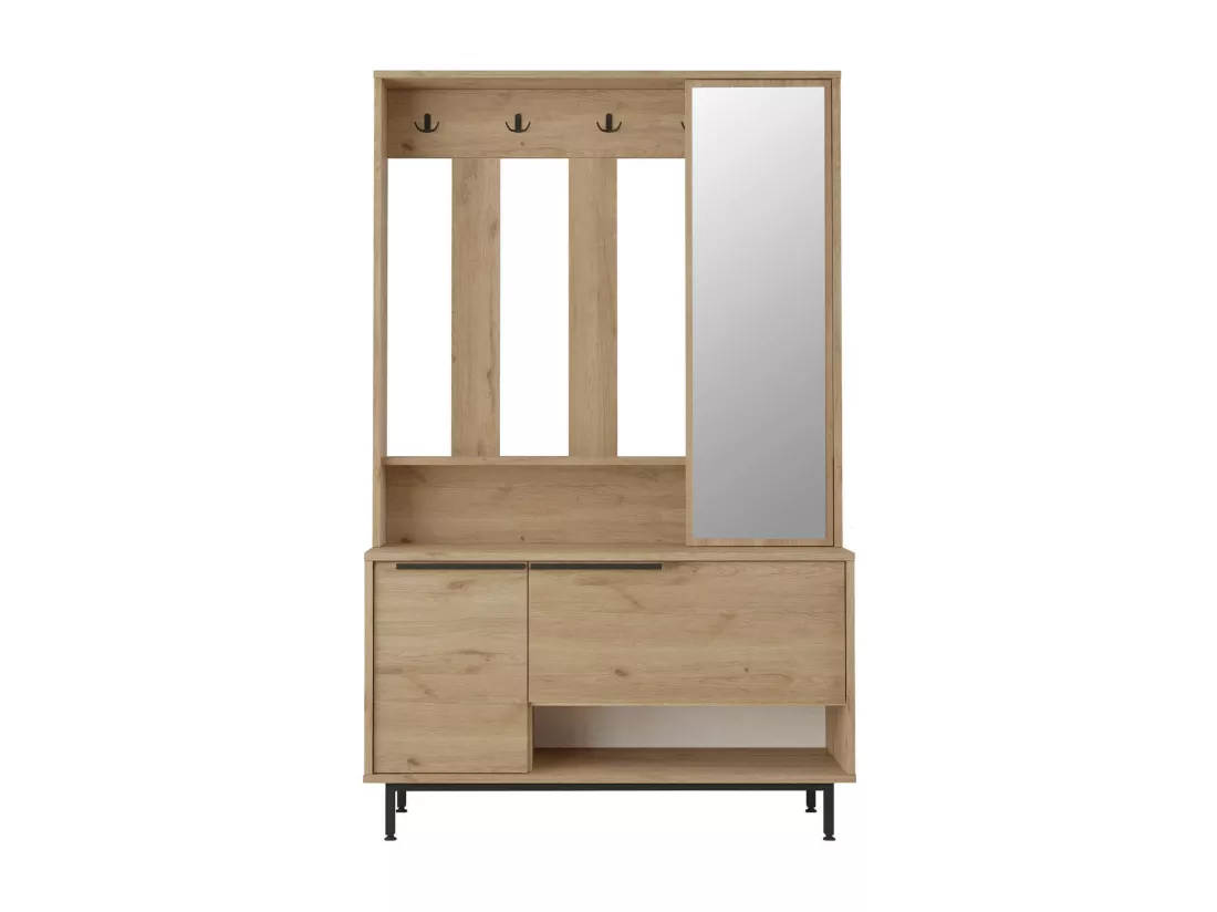 Armoire d'entrée Rebecca Mobili Giloy 178x112x33,5 Panneau de particules Verre Chêne clair Gris Foncé Moderne
