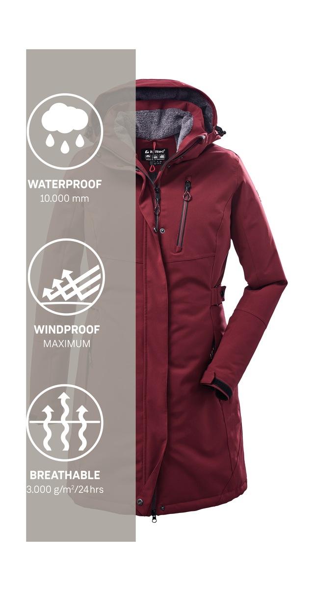 Killtec Parka »KOW 165 WMN PRK« Wasser- und winddichter Parka mit Teddyfleece und abnehmbarer Kapuze