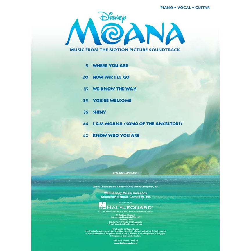 Hal Leonard - Moana (Vaiana) PVG songbook