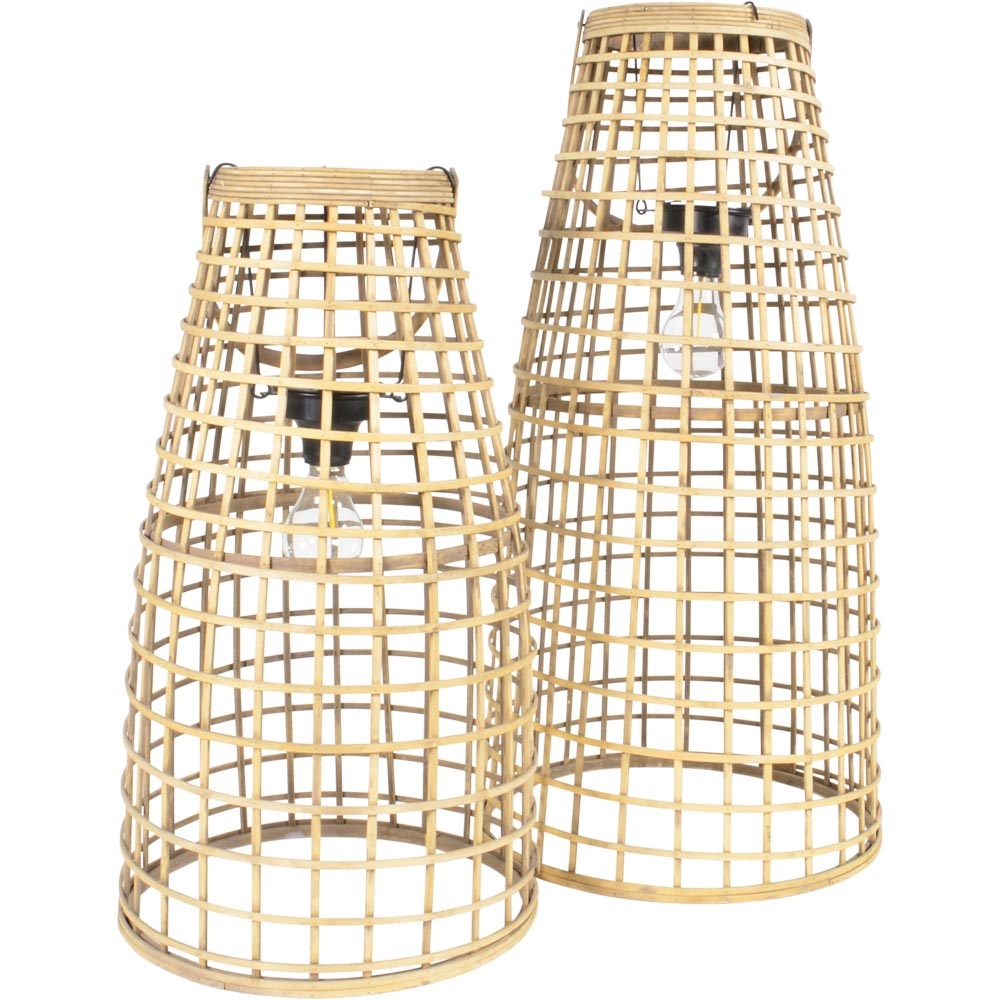 Lantaarn Anzu naturel met LED - set van 2 Lantaarn Anzu naturel met LED, per 2 stuks