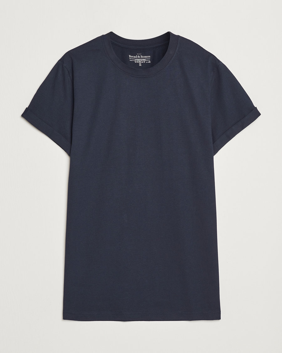 Bread & Boxers Roll-Up Crew Neck T-Shirt Dark Navy