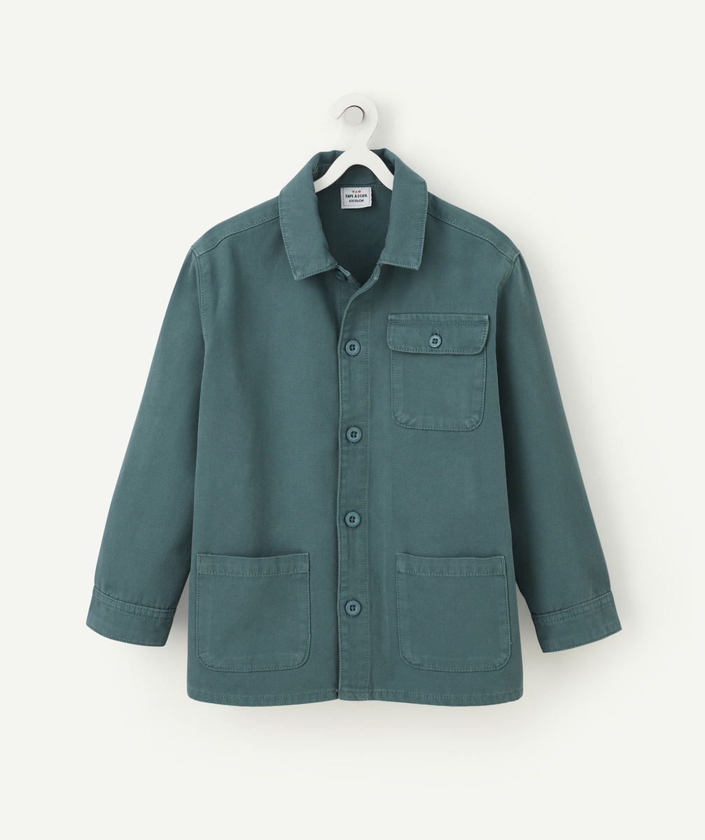 VESTE GARÇON EN COTON ET À MANCHES LONGUES VERTE