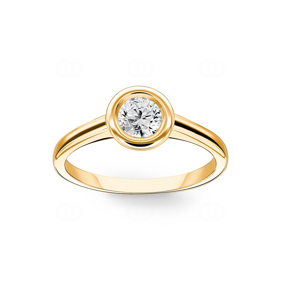0.50 Karat GIA-Diamant Verlobungsring 750/18 K Gelbgold in Zargenfassung