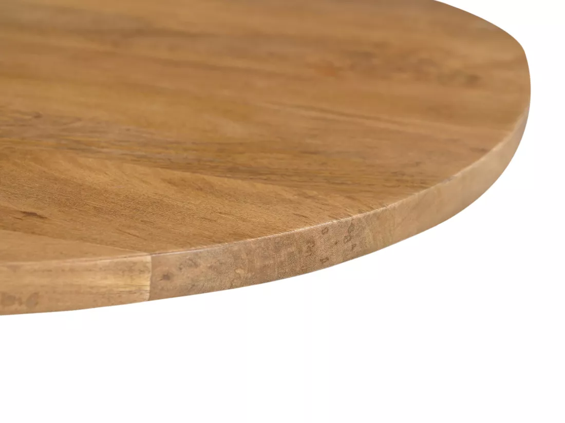 Table à manger 6 personnes en bois de manguier et métal noir - Naturel clair - PATRICIA