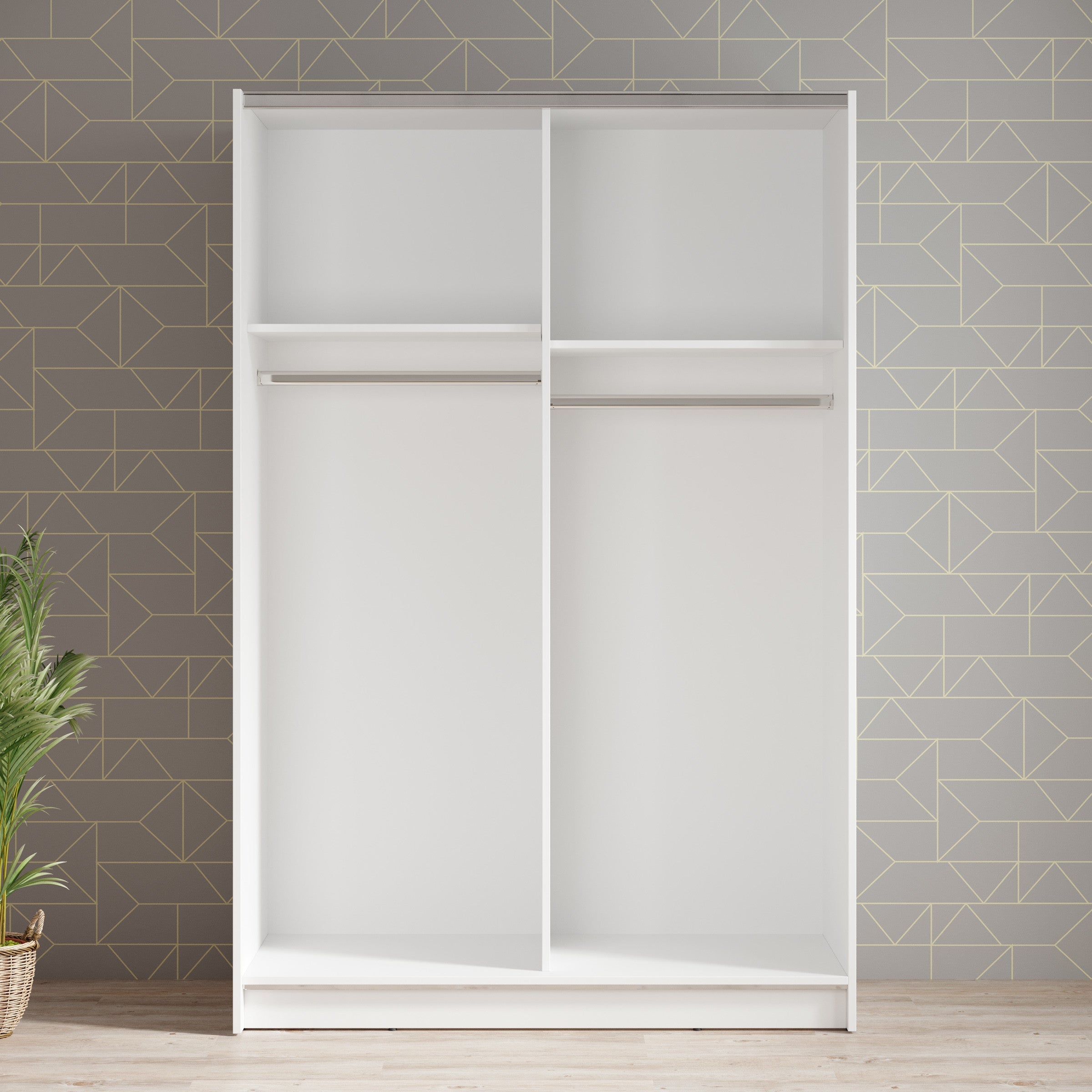 Meubella - Kledingkast Salta - Wit - 120 cm - Met spiegel
