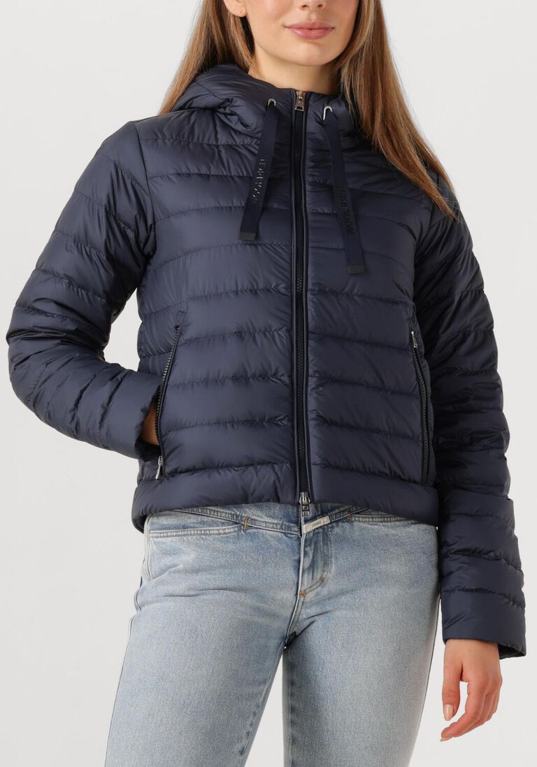donkerblauwe woolrich leren jas quilted hooded jacket