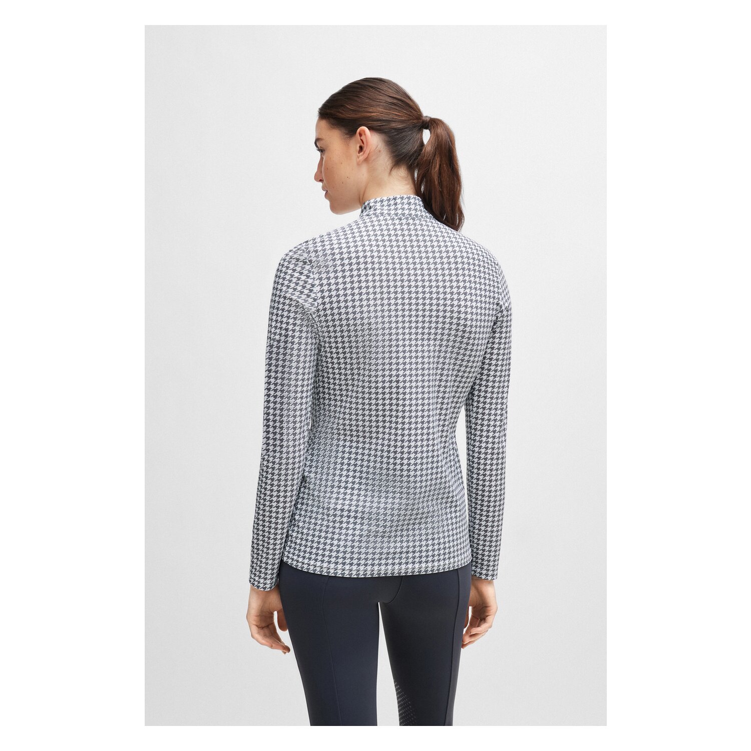 BOSS EQUESTRIAN Trainingsshirt Rachel Houndstooth  - grey