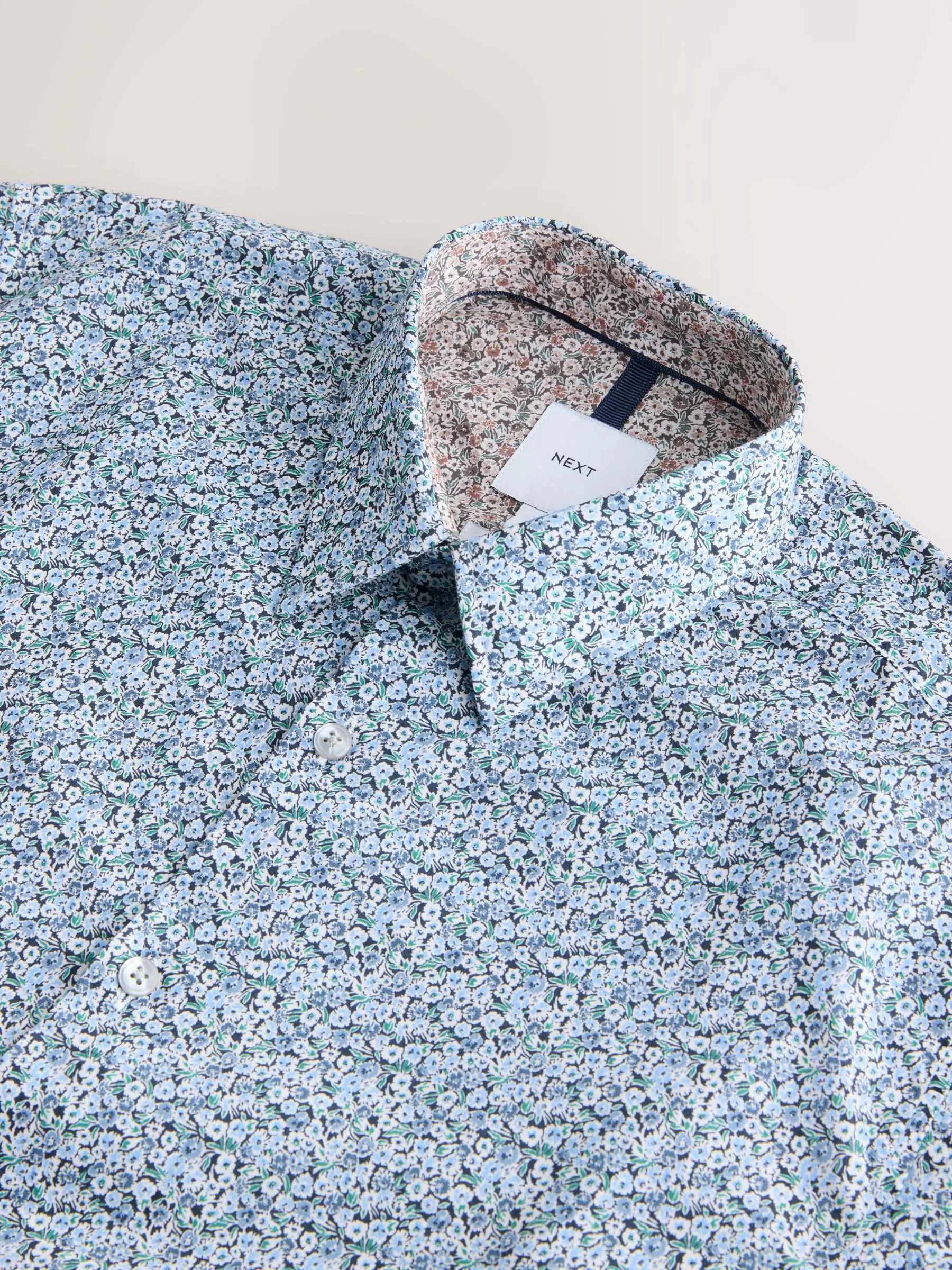 Blauw gebloemd - Overhemd met lange mouwen