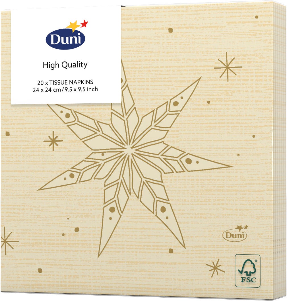 Duni servetten Star Stories crème 24 x 24 cm 20 stuks