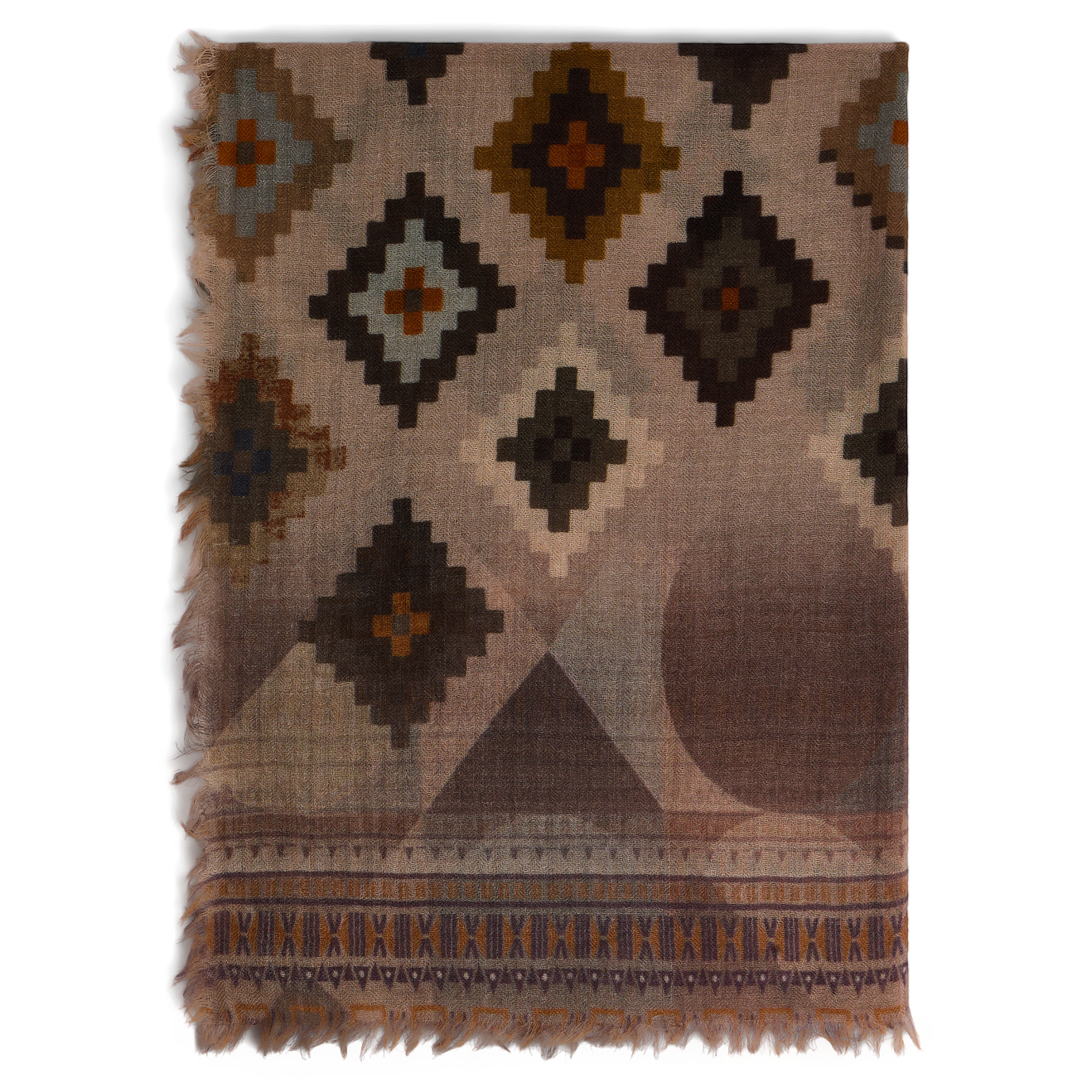 DINA - Echarpe imprimée en laine | Beige