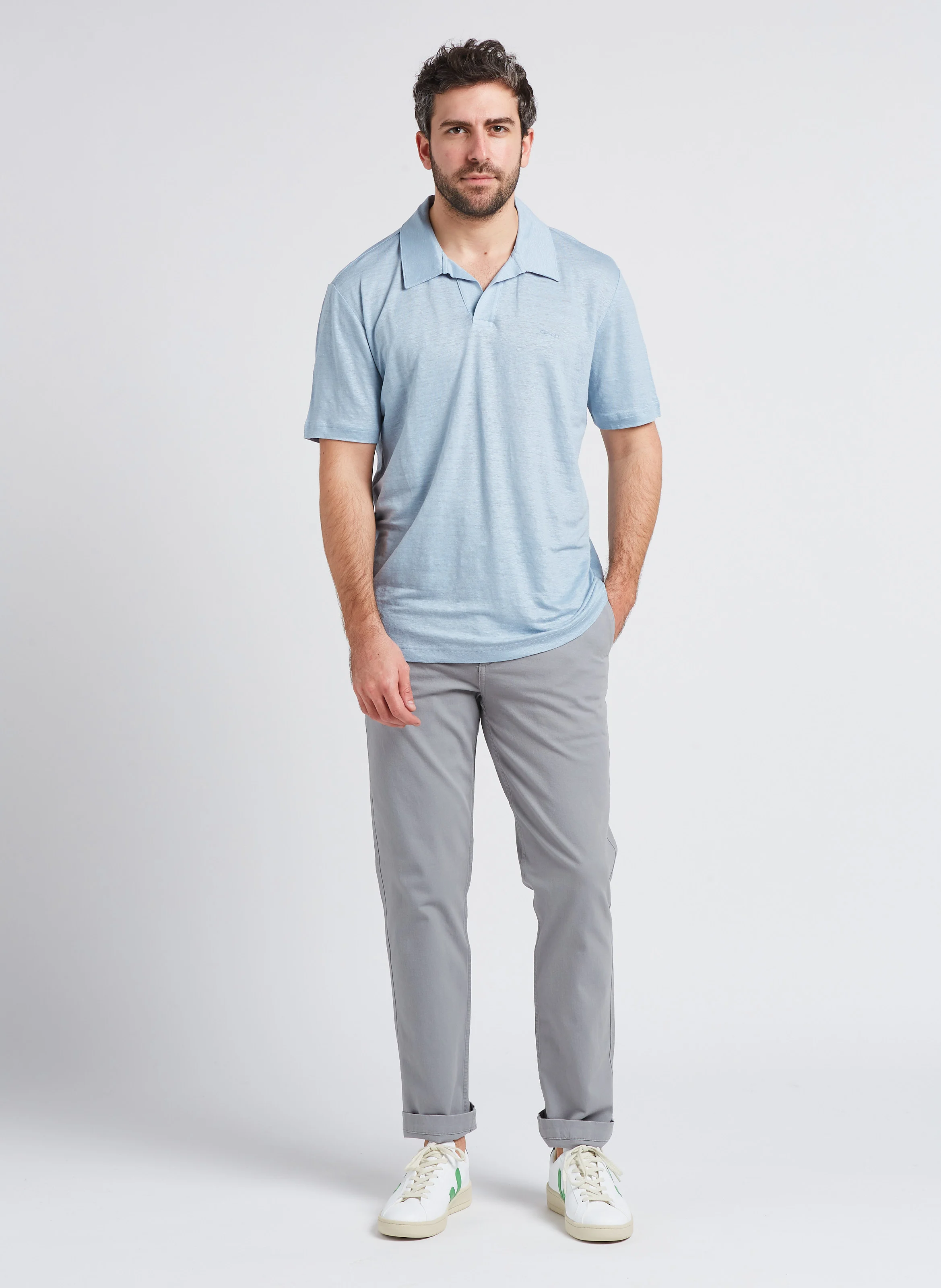 Pantalon slim en coton mélangé | Gris