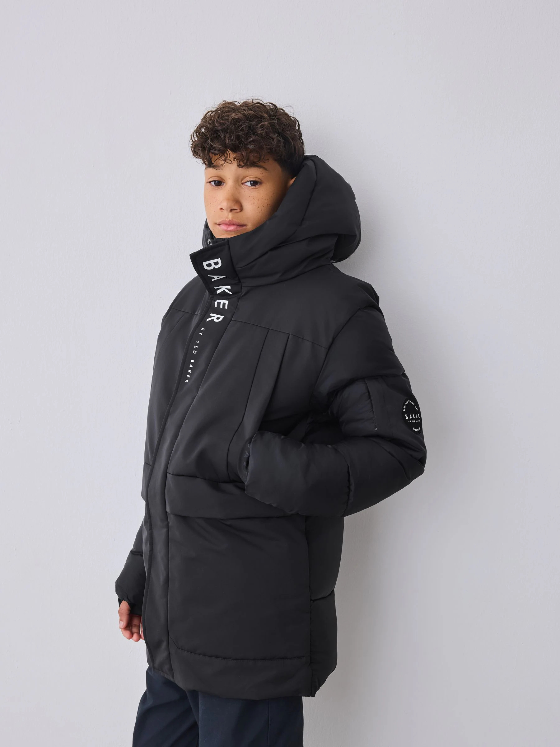 Baker by Ted Baker Baker by Ted Baker Regenbestendige Zwarte Gevoerde Jas