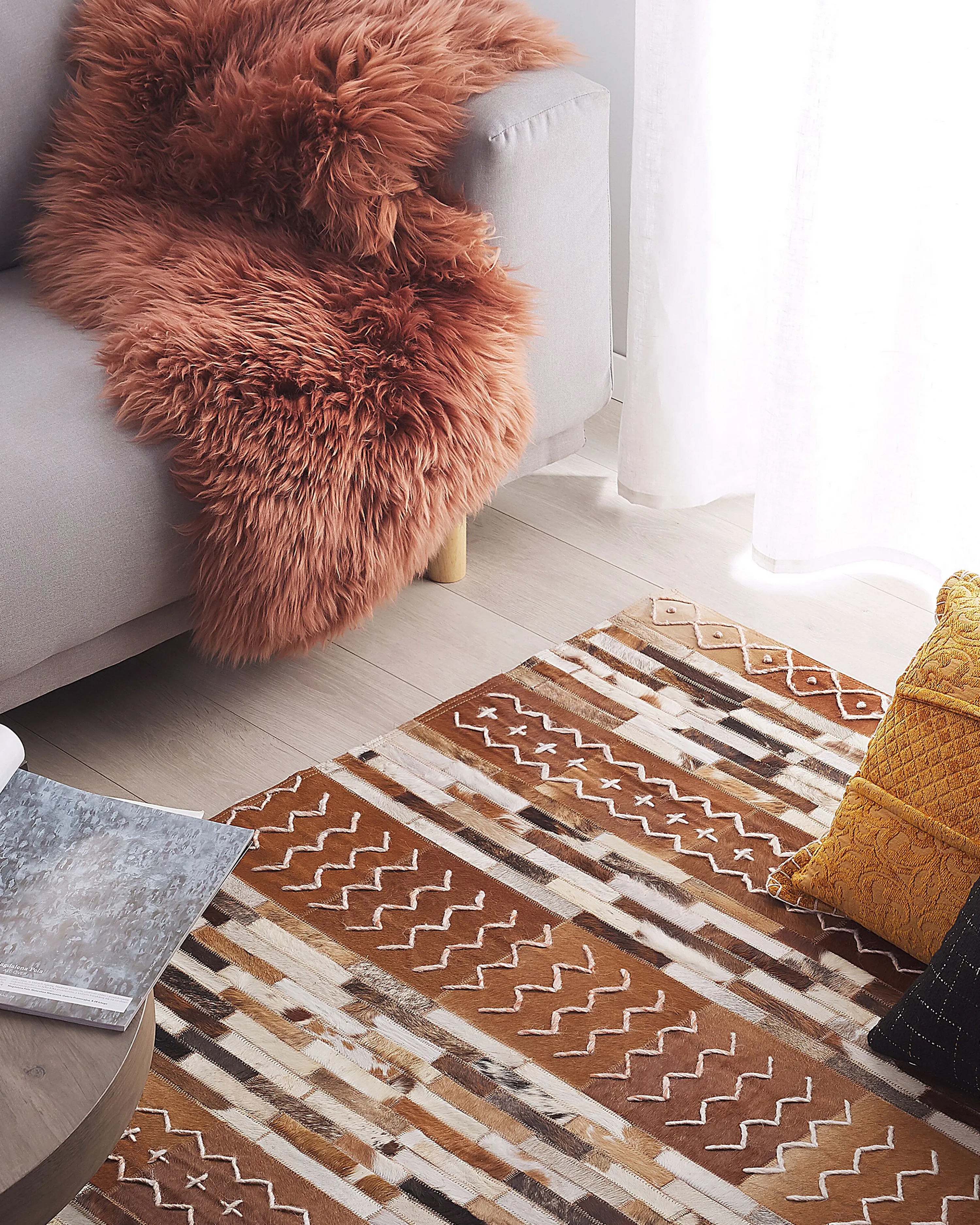 Vloerkleed HEREKLI Bruin 160 x 230 cm Leer