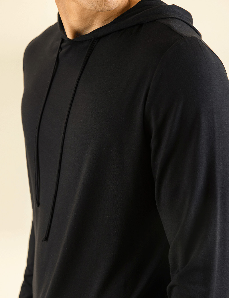 HBT BASICS | PABLO T-SHIRT MANCHES LONGUES HOMME CAPUCHE NOIR