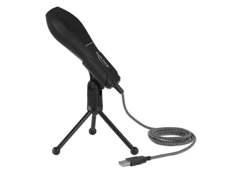 Delock Mikrofon USB Kondensator mit Tischständer Delock USB Kondensator Mikrofon mit Tischständer - ideal für Gaming, Skypen und Gesang