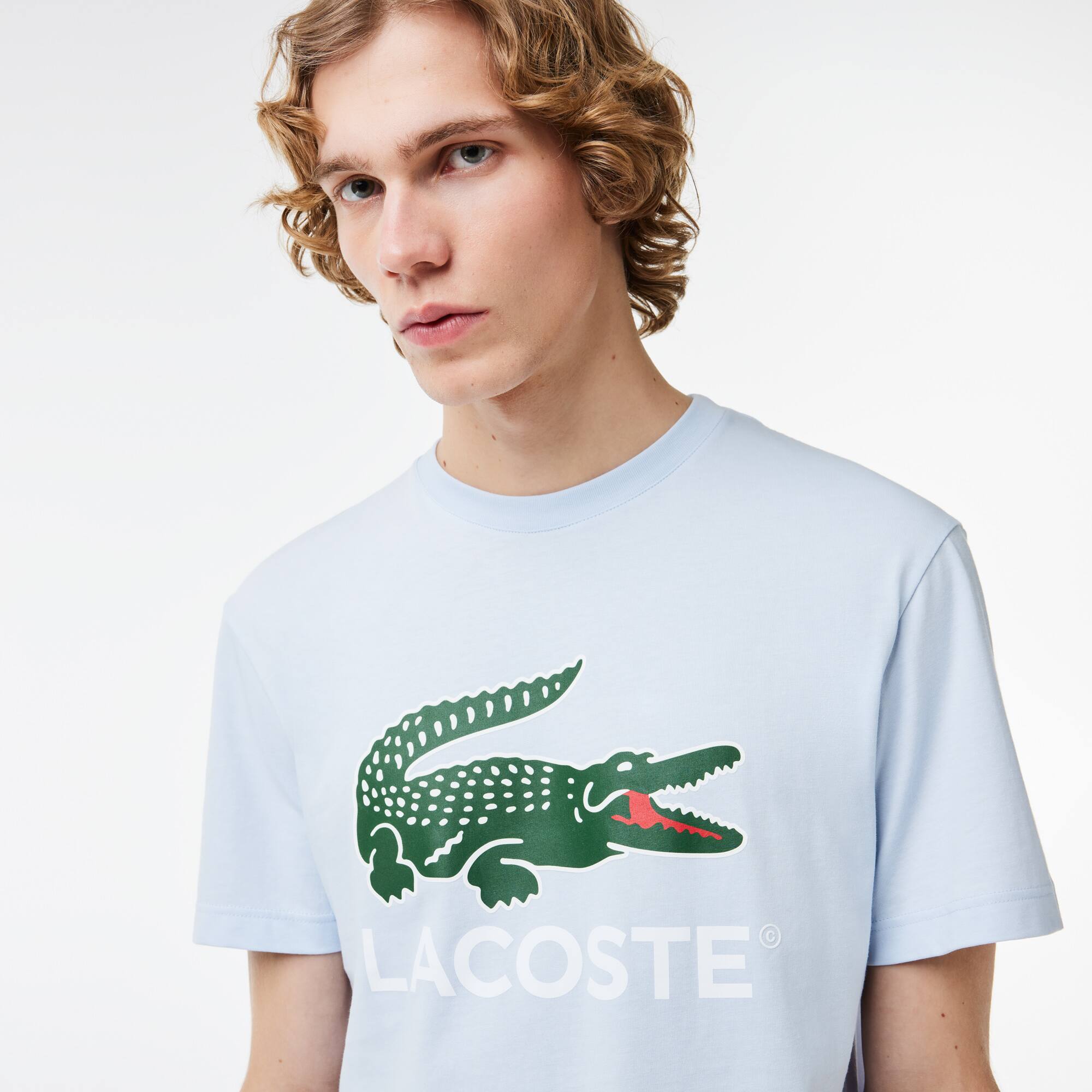 T-Shirt aus Baumwoll-Jersey mit Signatur-Aufdruck T-Shirts - Blau - Lacoste - Herren