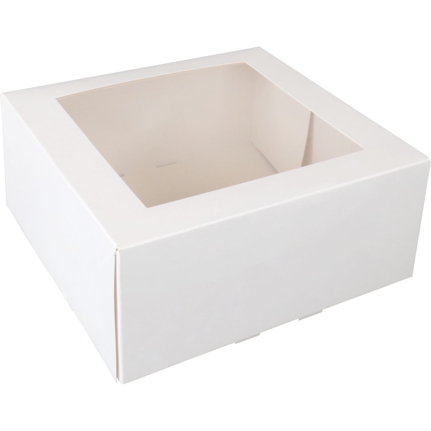 Gebaksdoos, karton + PET, 21x21x9cm, met venster, wit