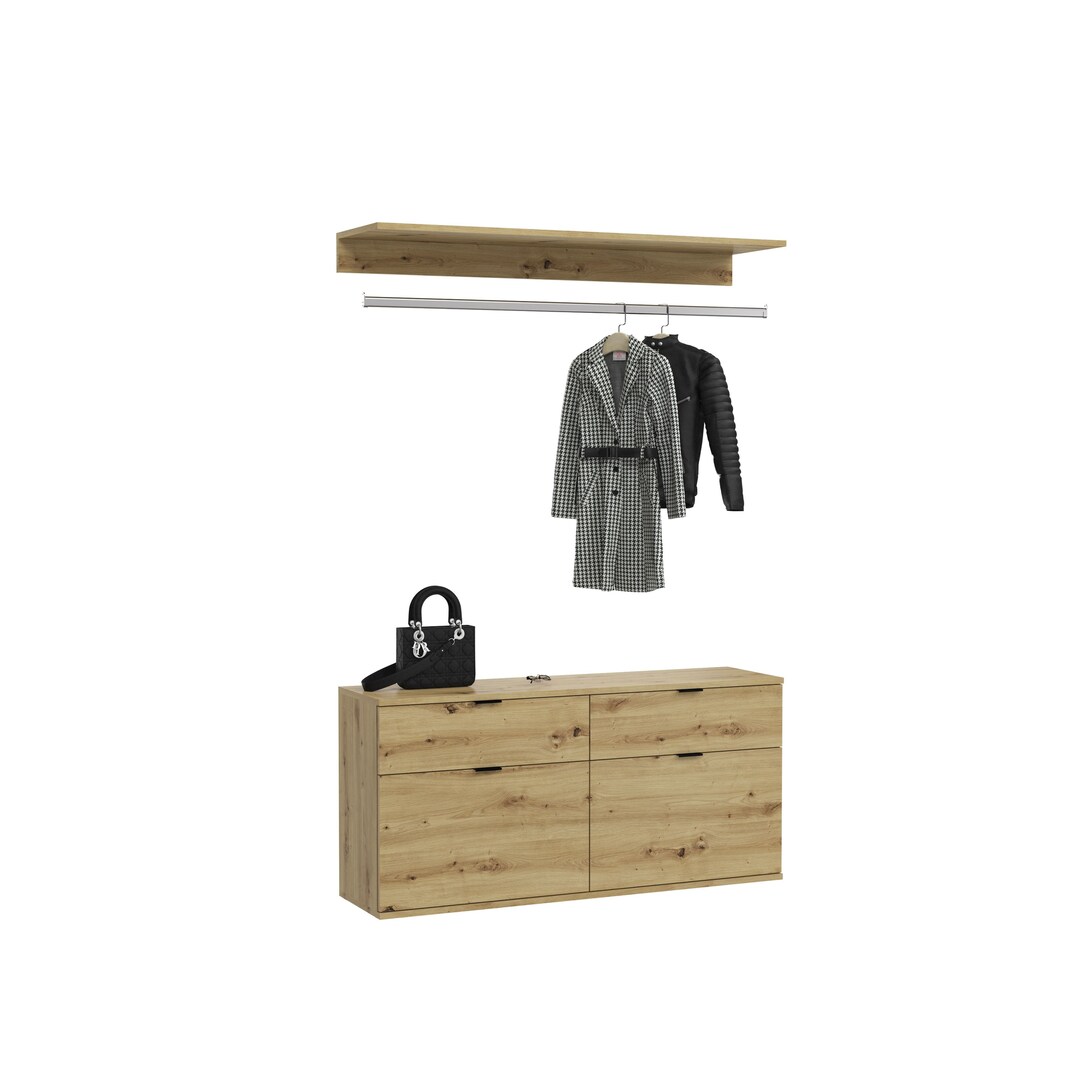 Kommode mit Garderobenstange PROJEKT X Braun 121x62 cm