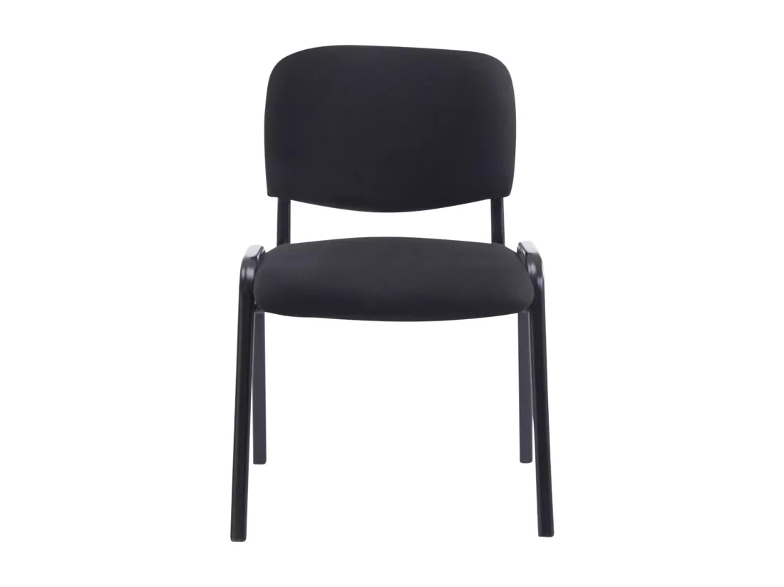 Lot de 4 Chaise de conférence - Tissu & Métal noir mat - Noir - XL Ken