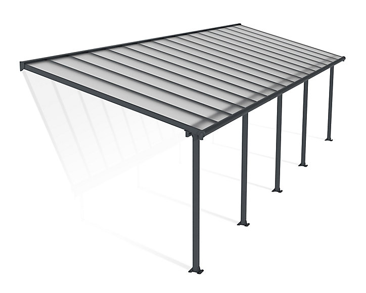 Pergola adossée fixe aluminium Canopia by Palram Olympia gris 3 x 9,71 m