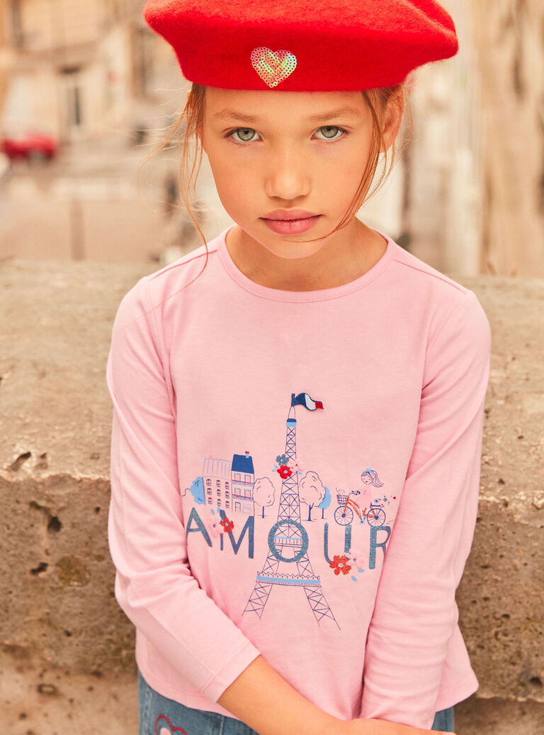 T-shirt rose barbapapa à volants