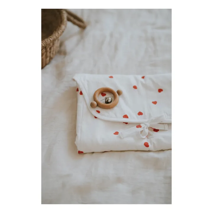 Rose in April Matelas à langer de voyage Charly Cœurs | Rouge