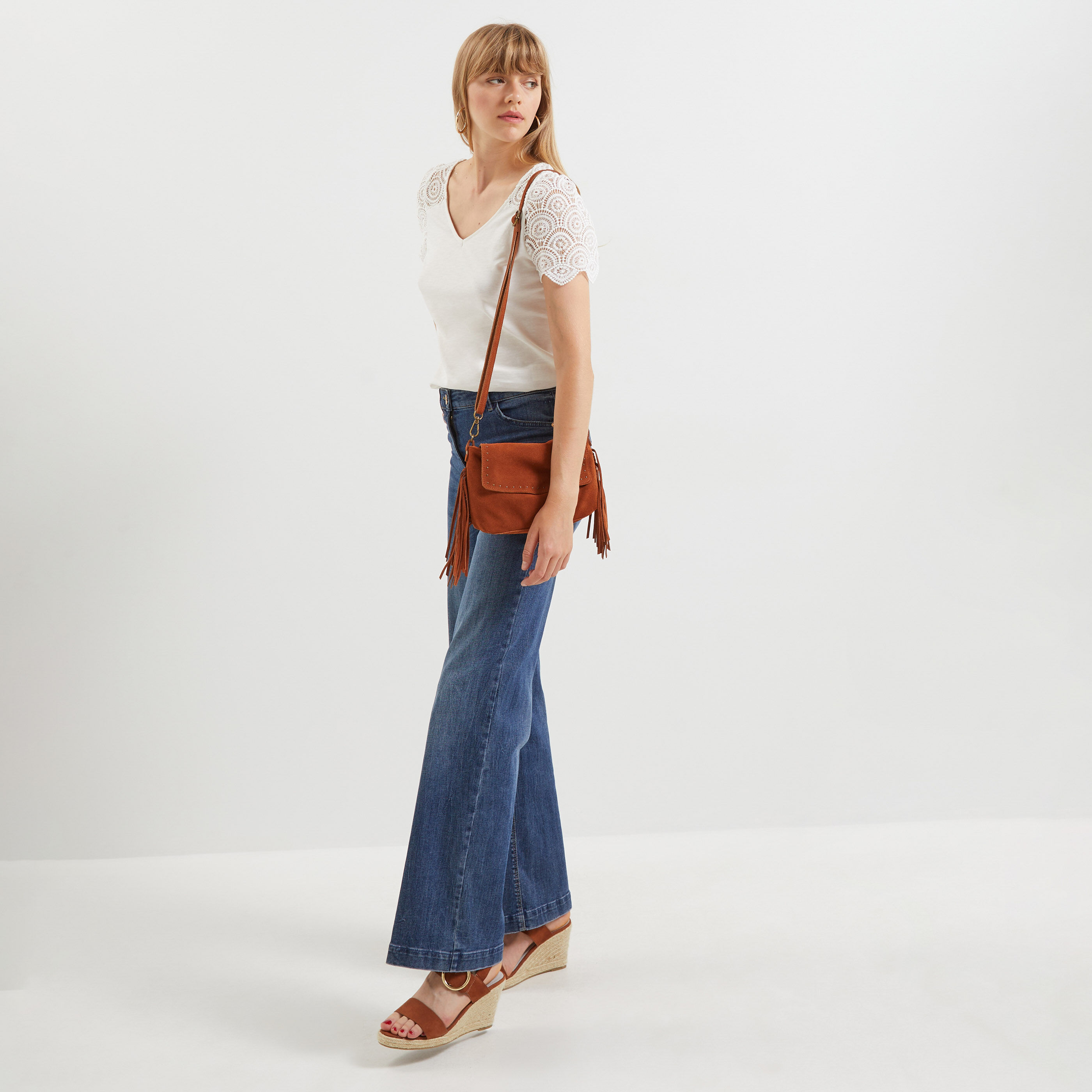 Tshirt guipure femme - BLANC CASSE