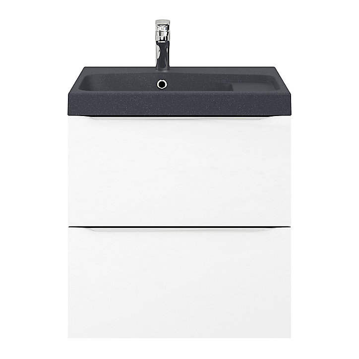 Meuble sous vasque à suspendre GoodHome Imandra blanc 60 cm + Plan vasque noir GoodHome Mila 60 cm