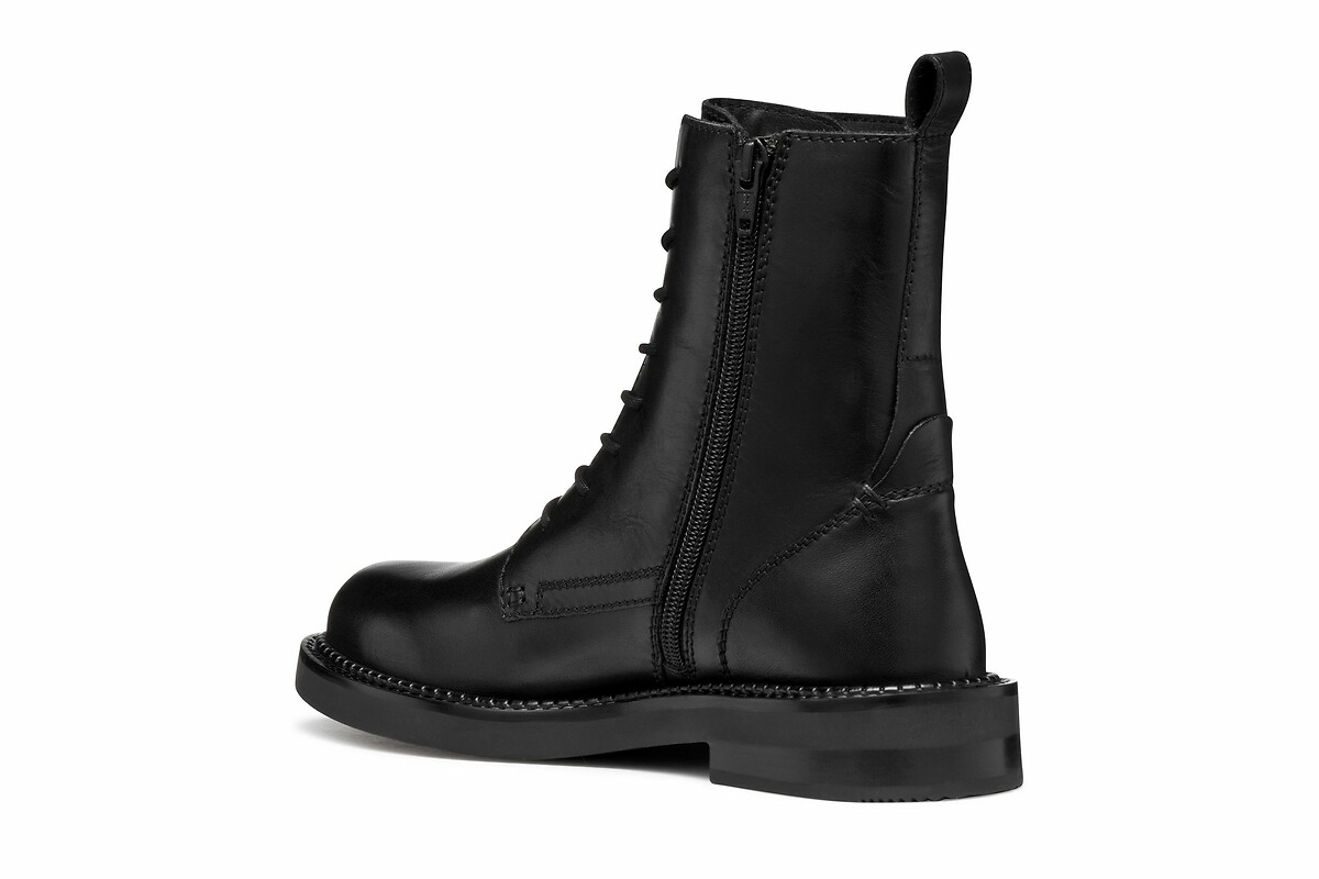 GEOX<br>Botas de tornozelo em couro respirável com cadarços Serilda