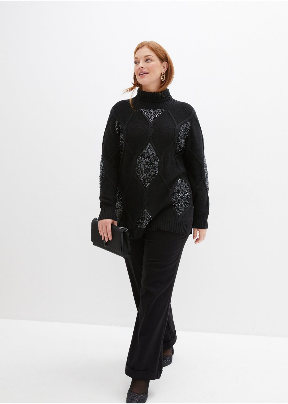 Pull en maille torsadée avec paillettes